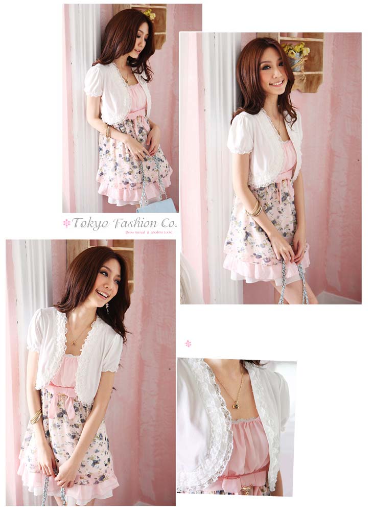 TW12-02 เสื้อคลุมไหล่ลูกไม้ สีชมพู รูปที่ 5