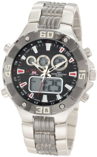 U.S. Polo Assn. Sport Men's US8208EXL Analog-Digital Dial Extra Long Silver-Tone and Gun Metal Watch รูปที่ 1