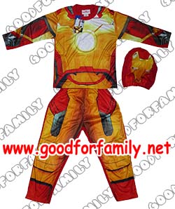 ชุดแฟนซี Ironman แขนยาว ขายาว มีฮู้ดหน้ากาก ไอรอนแมน สีแดง แต่งแฟนซี fancy เสื้อการ์ตูน เสื้อผ้าเด็ก รหัส fcycariro001 รูปที่ 1