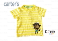 เสื้อผ้าเด็ก เสื้อยืดปักลายลิงน้อย สีเหลืองสลับขาว Carter’s