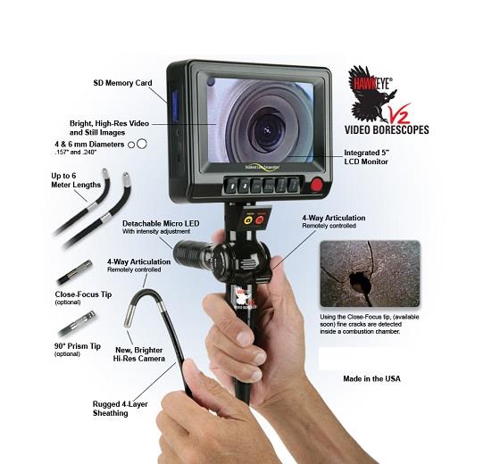 V2 Flexible Video Borescope,กล้องส่องภายในรู,กล้องตรวจสอบภายในเครื่องยนต์ รูปที่ 1