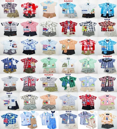 ขายส่งเสื้อผ้าเด็กBabyQ-Baby&Kid-เซ็ทVIP3ชิ้น-เสื้อเชิ๊ตลายสก๊อตพร้อมเสื้อยืดและกางเกงเข้าชุด-คละแบบคละSizeตั้งแต่12เดือ รูปที่ 1