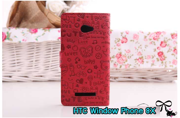 M236-สีแดง เคสฝาพับ HTC Windows Phone 8X รูปที่ 1
