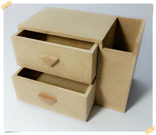 งานดิบไม้ mdf กล่องใส่นามบัตร 2 ชั้น งานไม้ สำหรับ Decoupage รูปที่ 1