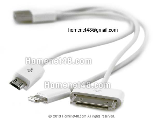 สาย USB > Micro USB และ Tablet iPAD iPHONE Samsung 4 IN 1 รูปที่ 1