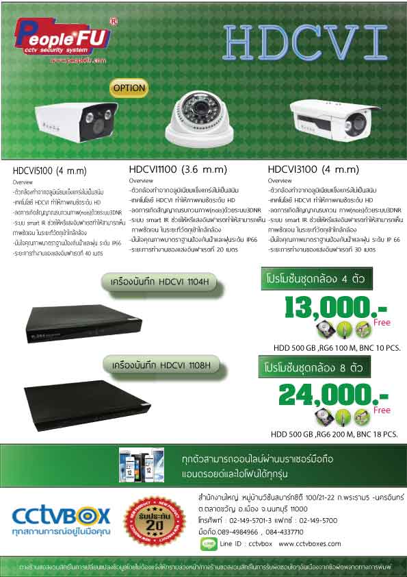 โปรโมชั่น People FU HDCVI 5100/1100/3100  และเครื่องบันทึก HDCVI 1104H/1108H รูปที่ 1