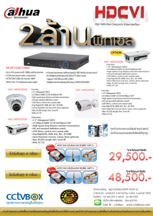 โปรโมชั่น กล้องวงจรปิด Dahua HDCVI (2ล้านพิกเซล)+HCVR7204/7208A 4/8 All Channel 1080P 1U HDCVI DVR รูปที่ 1