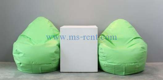 บริการให้เช่า ชุดโต๊ะกลางกล่องหุ้มหนังสีขาว + เก้าอี้บีนเบ็ก (Bean Bag) ราคาถูก รูปที่ 1