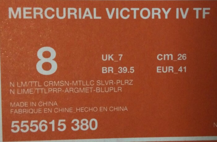 รองเท้า 100 ปุ่ม NIKE MERCURIAL VICTORY IV TF - สีเขียว size UK-7 EUR-41 รูปที่ 1