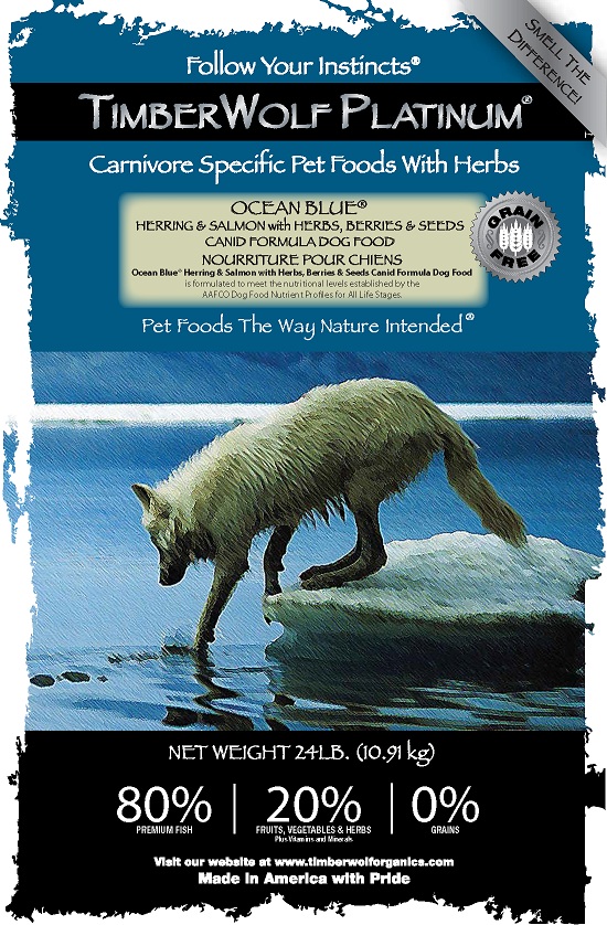 อาหารสุนัขเกรด 5 ดาว Timberwolf Organics Platinum Ocean Blue Formula, Herring &amp; Salmon. Berries, Herbs and Seed รูปที่ 1