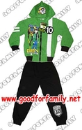 เสื้อแขนยาวมีฮู้ด กางเกงขายาว Ben10 Alien Force สีเขียว-ดำ เบนเทน ชุดนอน เสื้อผ้าเด็ก รหัส setben071