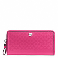 COACH F51675 PERFORATED EMBOSSED LIQUID GLOSS ACCORDION ZIP WALLET COLOE : SILVER/FUCHSIA