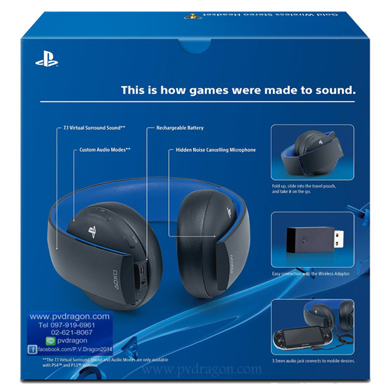 PlayStation Gold Wireless Stereo Headset for PlayStation 3 and PlayStation 4 (Black Color) รูปที่ 6