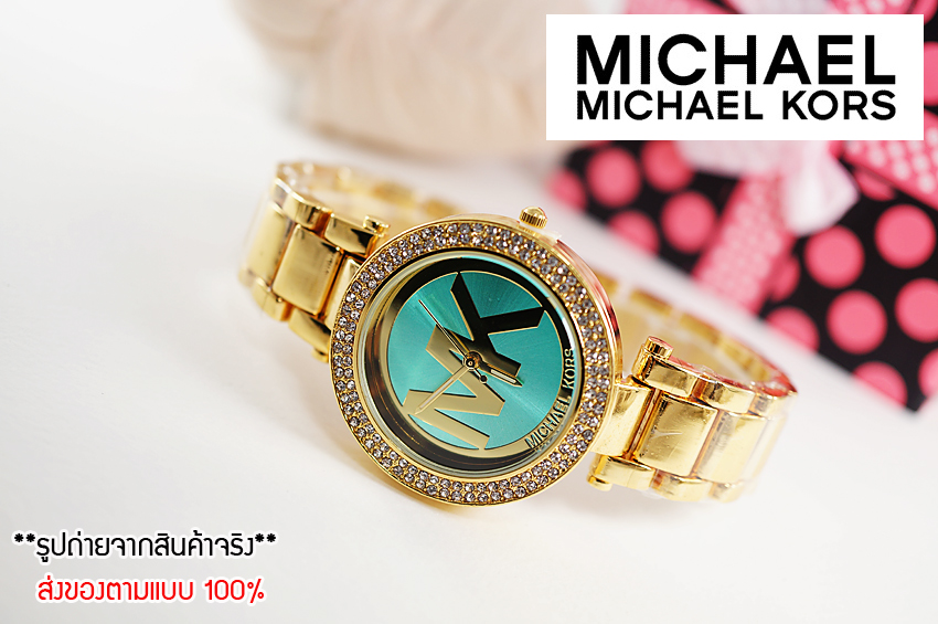 นาฬิกา Michael Kors งาน AAA สายเลสสีทอง  ตัวเรือนสีทอง ฝังเพชรโดยรอบสวยงาม ขนาดตัวเรือน 36 mm. สายยาวประมาณ 20 cm. ปั๊มโ รูปที่ 1