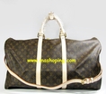 พร้อมส่ง Louis Vuitton  Monogram Canvas Keepall 50 ลายโมโนแกรม กระเป๋าเดินทาง หนังนิ่ม ขึ้นเงา อุปกรณ์มาครบเซ็ต (งาน มิล