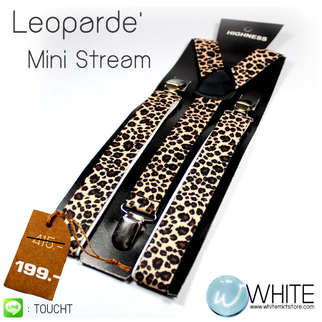 Leoparde' - สายเอี้ยมเส้นเล็ก (Suspenders) ขนาดสาย กว้าง 2.2 ซม สำหรับคนสูงไม่เกิน 185 cm  ลายเสือดาว ครีมส้ม รูปที่ 1