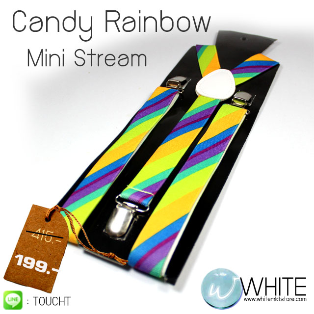 Candy Rainbow - สายเอี้ยมเส้นเล็ก (Suspenders) ขนาดสาย กว้าง 2.2 ซม สำหรับคนสูงไม่เกิน 185 cm สายสีเหลือง เขียว ม่วง รูปที่ 1