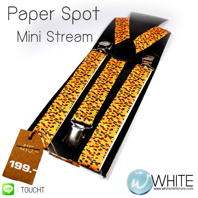 Paper Spot - สายเอี้ยมเส้นเล็ก (Suspenders) ขนาดสาย กว้าง 2.2 ซม สำหรับคนสูงไม่เกิน 185 cm  สายสีส้ม ลายจุดดำ แดง รูปที่ 1