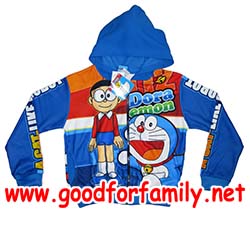 เสื้อกันหนาวเด็ก Doraemon jacket โดราเอมอน ผ้ามัน มีฮู้ด สีน้ำเงิน แจ็กเก็ต แจกเกต เสื้อแขนยาว รหัส jckdor002 รูปที่ 1