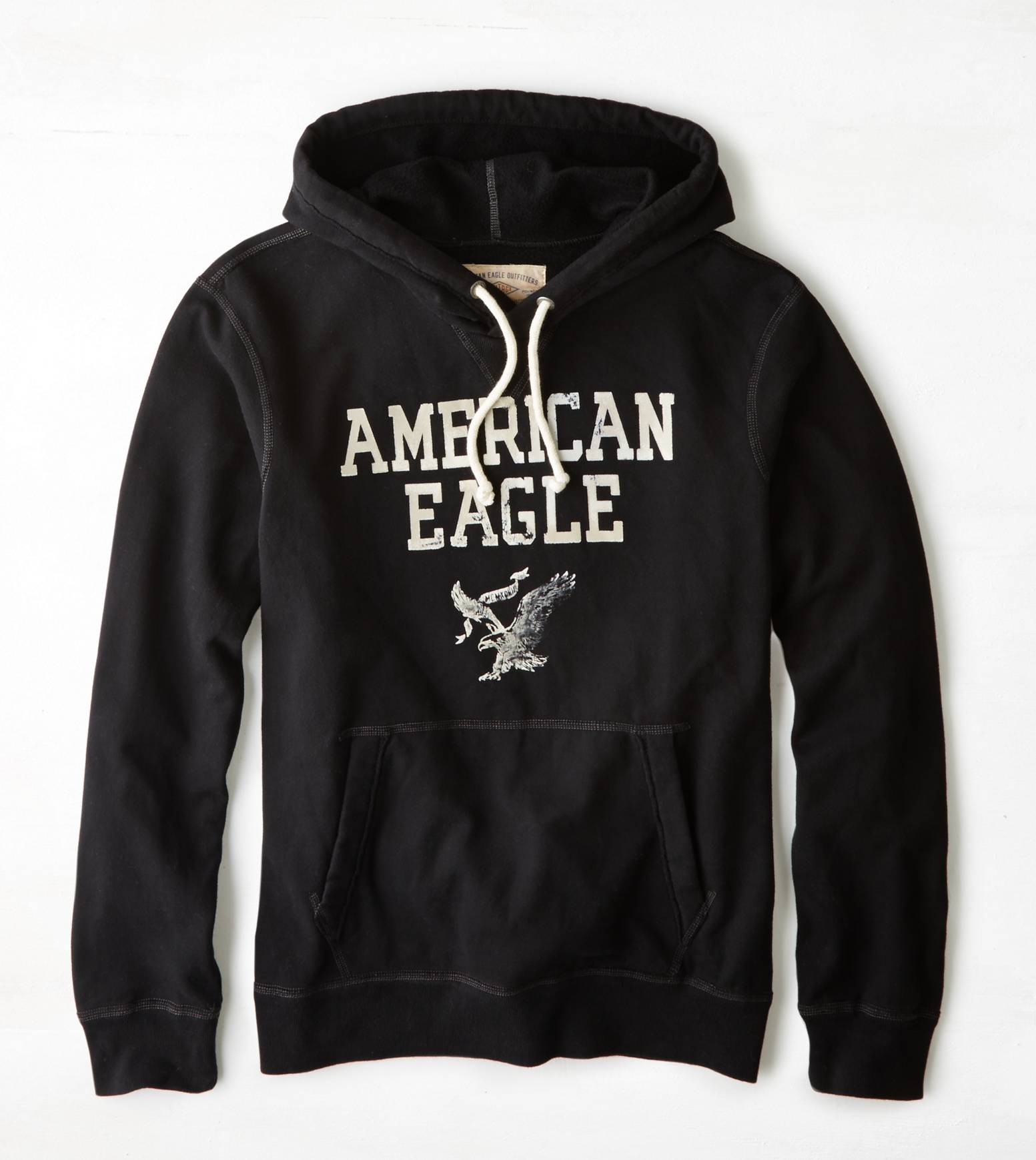 เสื้อกันหนาว American Eagle Signature Colorblock Hooded Pop Over สี Bold Black รูปที่ 1