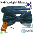 K-Midnight Blue - หูกระต่าย สีน้ำเงินเข้ม ผ้าเนื้อลาย สไตล์เกาหลี