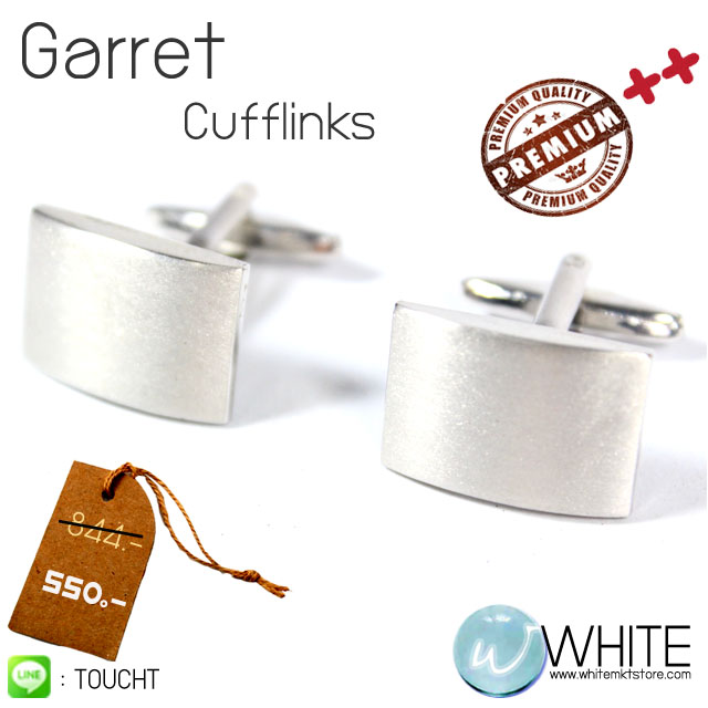 Garret Cufflinks - คัฟลิงค์ (กระดุมข้อมือ) ทรงสี่เหลี่ยมผืนผ้า ทรงนูน ผลิตจาก ทองเหลืองชุบเงิน แวววาว พร้อม Gift Boxed รูปที่ 1