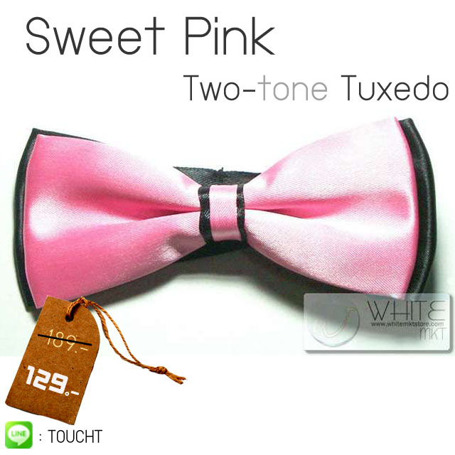 Sweet pink Two Tone - หูกระต่ายสองสี สีชมพู พื้นสีดำ เนื้อผ้าผิวมัน เรียบ รูปที่ 1