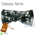 Classic Note หูกระต่าย สีดำ ลายโน๊ตดนตรี สีขาว