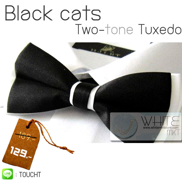 Black Cats Two-tone Tuxedo - หูกระต่ายสองสี สีดำ พื้นสีขาว เนื้อผ้าผิวมัน เรียบ งานไทย รูปที่ 1