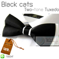 Black Cats Two-tone Tuxedo - หูกระต่ายสองสี สีดำ พื้นสีขาว เนื้อผ้าผิวมัน เรียบ งานไทย
