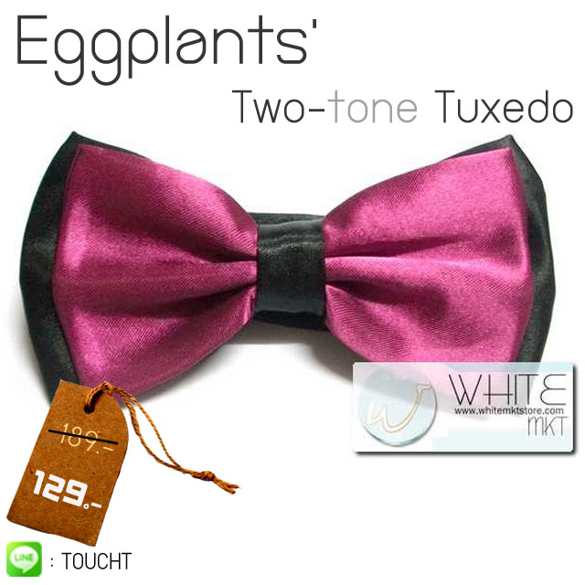 Eggplants' Two-tone Tuxedo - หูกระต่ายสองสี สีม่วง พื้นดำ เนื้อผ้าผิวมัน เรียบ 3 จีบ รูปที่ 1