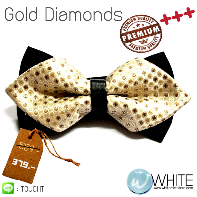 Gold Diamonds - หูกระต่าย โบว์แหลม คาดหนัง สีครีม ลายจุดเงิน Premium Quality รูปที่ 1