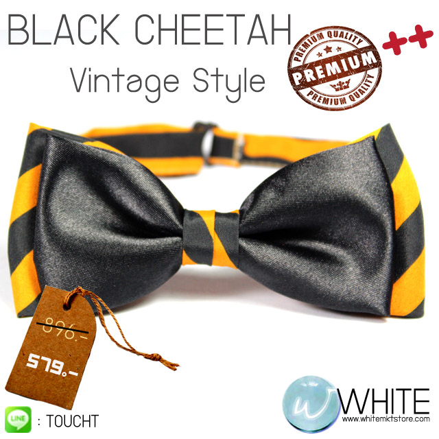 BLACK CHEETAH : หูกระต่าย ผ้านอก พิมพ์ลาย ลายเฉียง สีเหลือง ดำ  Vintage Style Premium Quality รูปที่ 1