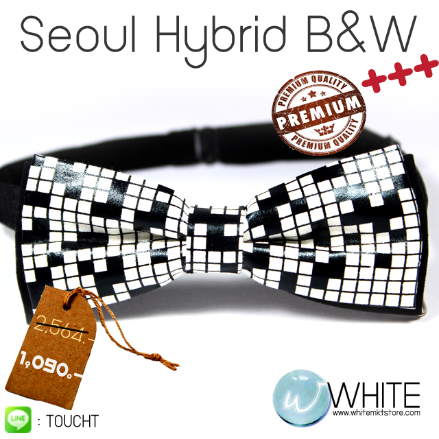 Seoul Hybrid B&W : หูกระต่าย ผ้าญี่ปุ่นนำเข้า สไตล์เกาหลี 2 ชั้น 2 จีบ สีขาว ดำ สายผ้าสักราดเนื้อดี Classic Primium Qual รูปที่ 1