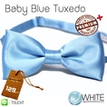 Baby Blue Tuxedo - หูกระต่าย สีฟ้า (42) เนื้อผ้าผิวมัน เรียบ เกรต A