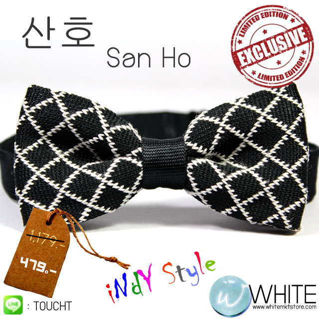 산호 (San Ho) - หูกระต่าย ผ้าถัก ลายตาราง สีดำ ขาว Indy Style สุด Chic Exclusive รูปที่ 1