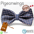 Pigeonwings - หูกระต่าย สีน้ำเงินอมม่วง จุดลายดอก สีแดง Premium Quality