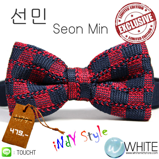 선민 (Seon Min) - หูกระต่าย ผ้าถัก ลายจุดใหญ่ สีกรมท่า แดงหม่น Indy Style สุด Chic Exclusive รูปที่ 1