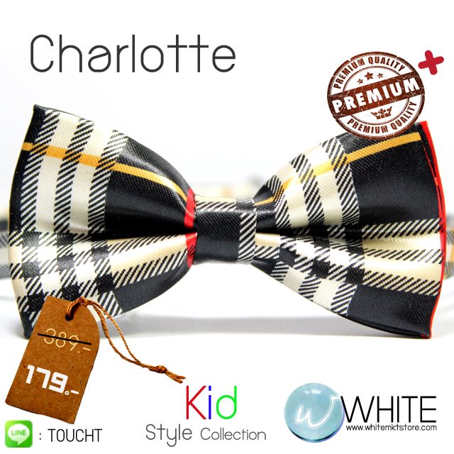 Charlotte - หูกระต่ายเด็ก ลายสก๊อต สีดำ ครีม แดง เนื้อผ้าผิวมัน เรียบ Premium Quality รูปที่ 1