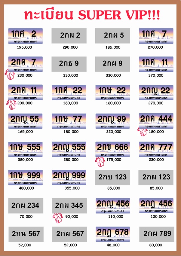 ขายด่วน!!!!!!  เลขทะเบียน Super VIP!! ทะเบียนสวย เลขตอง เลขคู่ เลขเรียง ราคาถูกเว่อ คุยง่าย เจ้าของขายเองจ้า^^ รูปที่ 2