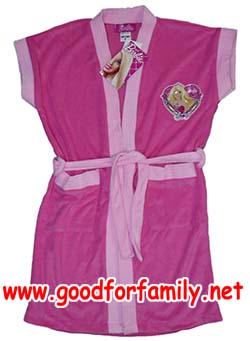 เสื้อคลุมว่ายน้ำ Barbie สีชมพู บาร์บี้ ชุดคลุมว่ายน้ำ เสื้อคลุมเด็ก เสื้อผ้าเด็ก รหัส robbar001 รูปที่ 1