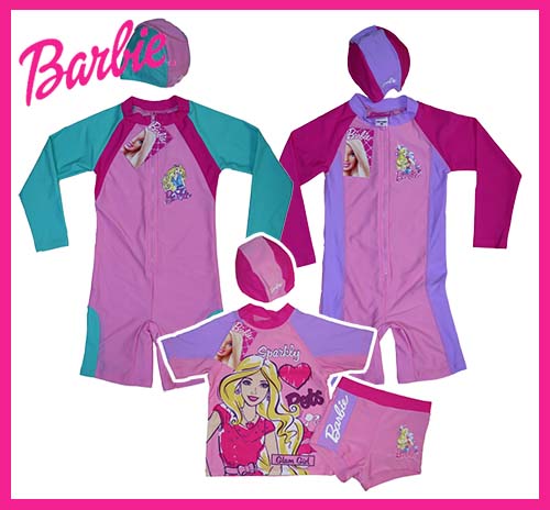 ชุดว่ายน้ำเด็ก Barbie เนื้อผ้า Spandex บาร์บี้ เสื้อผ้าเด็ก รูปที่ 1