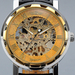 รูปย่อ Pre-order นาฬิกาข้อมือบุรุษ "WINNER" PMW029 GOLD สายหนัง ดีไซน์โครงกระดูก เรียบ หรู รูปที่2