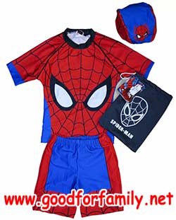 ชุดว่ายน้ำเด็ก แขนสั้น ขาสั้น Spiderman สีน้ำเงิน-แดง หมวกว่ายน้ำ กางเกงว่ายน้ำ เสื้อผ้าเด็ก สไปเดอร์แมน รหัส swmspi007 รูปที่ 1