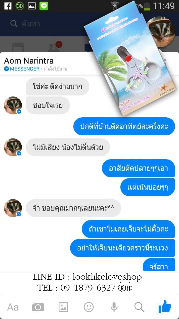 กรรไกรตัดเล็บชูกร้าไกลเดอร์ ใช่ตัดสัตว์เล็กอื่นๆๆได้ค่ะ รูปที่ 5