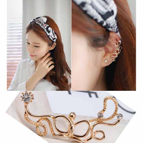 ต่างหูคลิป แฟชั่นเกาหลีหนีบด้านข้างใบหูสวย Flower Clip Ear Cuff Stud Earring นำเข้า - พร้อมส่งW171 ราคา300บาท ต่างหูแบบค รูปที่ 1