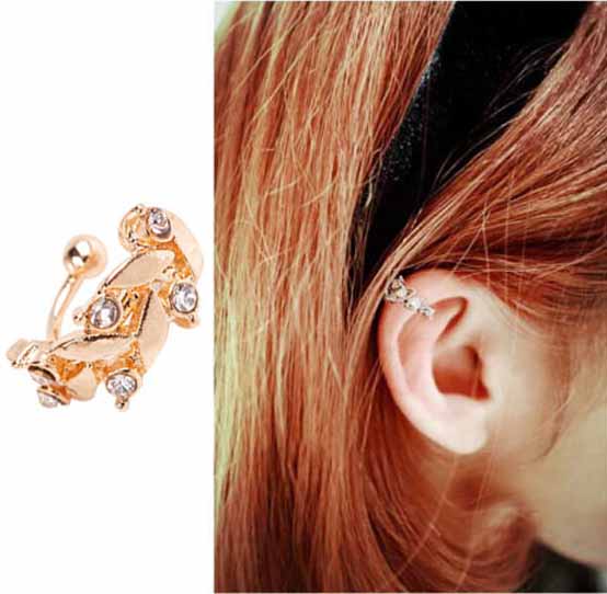 ต่างหูคลิป แฟชั่นเกาหลีหนีบด้านข้างใบหูสวย Ear Cuff Wrap Rhinestone Clip On Earrings นำเข้า - พร้อมส่งW173 ราคา200บาท รูปที่ 1