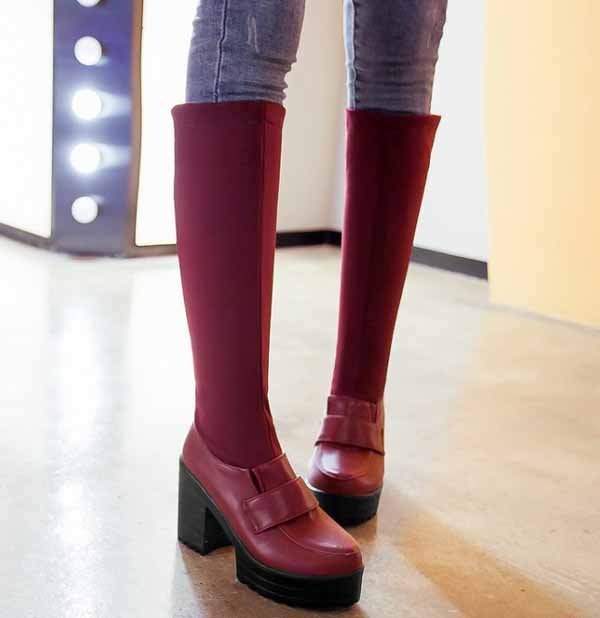 รองเท้าบูทยาว ส้นสูงแฟชั่นเกาหลีแบบสวมยืดหยุ่นเข้าทรงเรียวขา นำเข้า ไซส์34ถึง43 - พรีออเดอร์RB2278 ราคา1990บาท รูปที่ 1