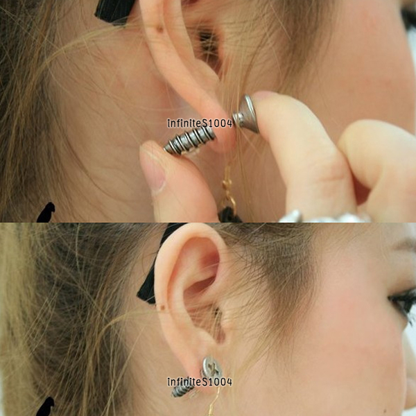 ต่างหูรูปน็อต (Screw Stud Earrings) รูปที่ 1