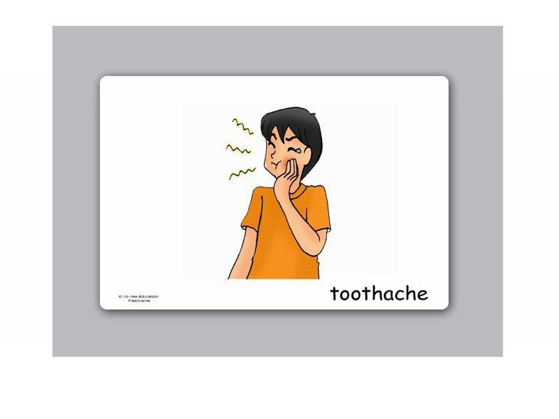 บัตรคำ ชุด อาการและการบาดเจ็บ สำหรับสอนภาษาอังกฤษ Aches and Symptoms Flash Cards รูปที่ 4